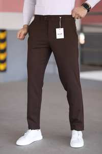 กางเกงผู้ชายทรงตรงกันน้ำสีน้ำเงินเข้มปกติกางเกงสำนักงานอัจฉริยะลำลองกางเกงเอวยางยืดมีซิป - Product Image 2