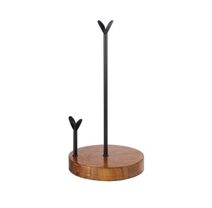 Soporte de pañuelos de metal estándar de latón AK en acabado negro con base redonda de madera para decoración del hogar/mesa de comedor - Product Image 1