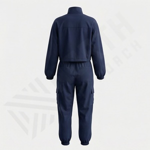 Conjunto Deportivo Informal de Felpa 100% Algodón, Transpirable, con Sudadera con Cremallera y Pantalones Deportivos de Pierna Ancha, de Alta Calidad, Talla Personalizada para Mujer - Product Image 5