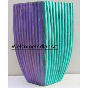 Rustic Vintage Hand Carved <b>Wood</b> <b>Vase</b> Floral Design <b>Bamboo</b> Material for Modern & Antique for Living Room Garden Gift - Product Image 3