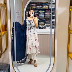 The kurti bazaar Stijlvolle Bollywood-ontwerper Pakistaanse Indiase Genaaide Shalwar Kameez Palazzo met Dupatta-kostuums, Keuze 2, 42
