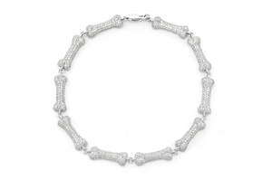 Bracelet pour homme en or blanc plaqué or, style hip-hop, avec moissanite VVS de 5,50 CTW, forme d'os de chien, réglable, cadeau de mariage, anniversaire, fête - Product Image 2