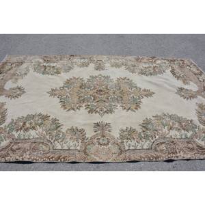 Alfombra turca vintage clásica beige marrón 5,8x10 pies lana hecha a mano diseño de retazos de área grande para sala de pasillo nuevo modelo de látex - Product Image 3