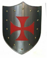 Chapeau de chevalier Templier Croix Rouge, bouclier historique, imitation antique, métal poli, gravure imprimée, artisanat Calvin, forme irrégulière