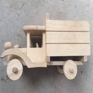 Jouets de voiture en bois inachevés modèle de véhicule de voiture <span class=keywords><strong>vintage</strong></span> avec cabine Miniatures en bois faites à la main jouets d'artisanat en bois naturel pour enfants garçons - Product Image 6