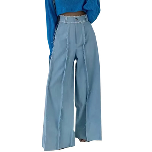 Pantalons larges à taille haute et à jambe large, à la mode, pour femmes, fabriqués par des fabricants de vêtements - Product Image 1