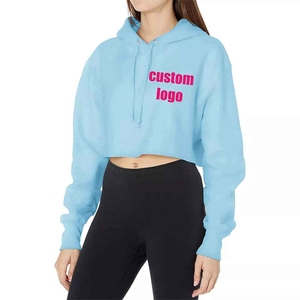 Sudaderas con capucha recortadas de manga larga de algodón 100% para mujer con logotipo personalizado Sudaderas de invierno al por mayor - Product Image 5