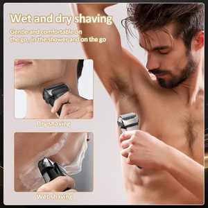 Afeitadora Eléctrica Recargable 2 en 1 para Hombre, Uso en Seco/Húmedo, Resistente al Agua, Recortadora de Barba, Pantalla LCD, Afeita Cuerpo y Rostro, Clasificación IPX7 para Uso en Autocaravanas - Product Image 5