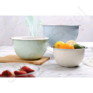 Ensemble de saladiers de fruits en acier inoxydable poli avec couvercle en métal mélangeant des bols colorés de cuisine de qualité supérieure - Product Image 1