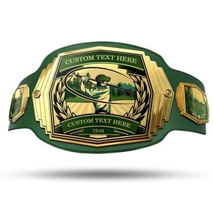 Custom New Design Championship <b>Belt</b> High Quality Material Championship <b>Wrestling</b> Green Leather Gold Color Strap <b>Belt</b> With Metal - Product Image 4