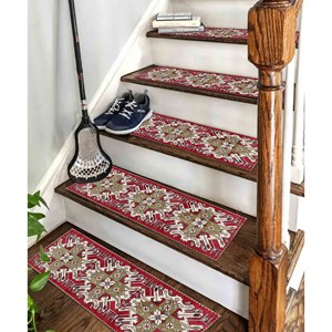 Geometric Pattern Printed Rug, Modern <b>Machine</b> Washable <b>Step</b> Rug - Product Image 5
