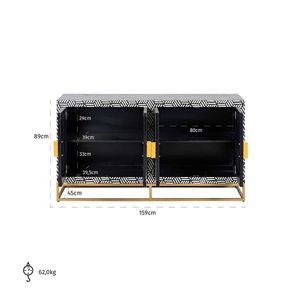 Buffet en bois massif exquis fait à la main avec base dorée grand meuble d'angle en incrustation d'os pour meubles d'hôtel ou de salon - Product Image 2