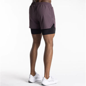 Pantalones cortos 2 en 1 con bolsillo para hombre, con logotipo diseño personalizado, esenciales para entrenamiento, venta al por mayor - Product Image 2