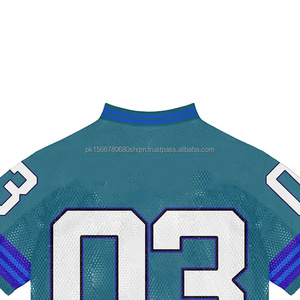 Venta al por mayor 100% poliéster sublimado recortado Retro fútbol Jersey Streetwear Oversized American Mesh Jersey fútbol Jersey - Product Image 5