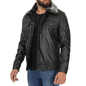 Veste en cuir véritable pour homme, veste de moto d'hiver, fermeture éclair, logo personnalisé, OEM ODM, vente en gros, fabricant d'usine - Product Image 2