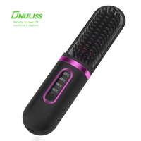 Alat Pelurus Rambut Mini Black Fast Heat, Sisir Panas Elektrik, Dapat Diisi Ulang, Portabel, Tanpa Kabel, untuk Wanita