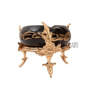 Cenicero con soporte de latón macizo negro y dorado - Product Image 4