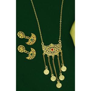 Harm-Conjunto de colgante de joyería india, juego de pendientes y collar con cadena, chapado en oro - Product Image 1