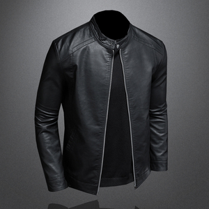 New Fashion Men's <b>Winter</b> <b>Leather</b> <b>Jacket</b> Plus Size Outdoor Streetwear Stand Collar Front Logo Quick Dry Breathable Customized - Product Image 3