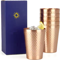 Meilleures ventes : Coffret cadeau de bière écologique en acier inoxydable 200 ml, Nouveauté : Gobelet en cuivre martelé antique, Verres à bière simples