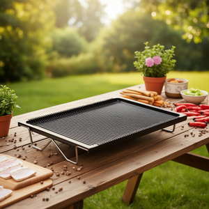 Plaque de cuisson en aluminium antiadhésive avec support pour cuisinière émaillée (38x26,5cm) Noir MARIA R - Product Image 3