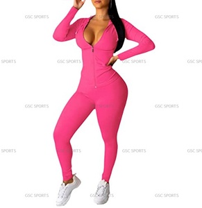 Chándal ajustado de alta calidad para mujer, traje de chándal personalizado con sudadera con cremallera y pantalón para trotar, 2 uds. - Product Image 3