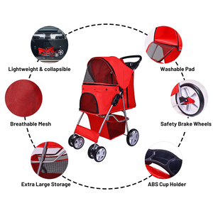 Cochecito plegable para mascotas con cremallera, dosel de malla de entrada, bolsillo de almacenamiento, diseño personalizado para gatos y perros, 2 unidades - Product Image 6