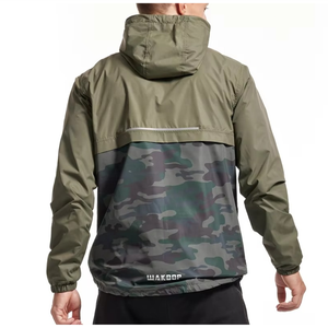 Conception personnalisée Manteau coupe-vent en polyester écologique Camo Streetwear Moto Biker Hiking Quick Dry Vestes imperméables à glissière pour hommes - Product Image 3
