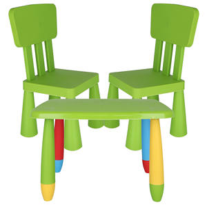Juego de Muebles Infantiles Rectangulares Verdes, Mesa de 73x58x48 cm y 2 Sillas de 38x35x67 cm en Plástico Resistente - Product Image 1