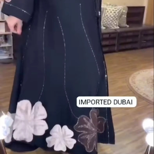 Elegante modesto bordado a mano flores de terciopelo para mujer con diamante trabajo Abayas vestidos tradicionales formales tela transpirable - Product Image 1