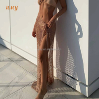 Vestido largo de ganchillo envuelto personalizado para cubrir la playa, traje de baño, ropa de playa, pareo de Bikini para mujer, venta al por mayor, falda larga con lazo envolvente