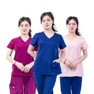 ชุดเครื่องแบบพยาบาลสวมใส่สบายสำหรับทุกเพศชุดเครื่องแบบพยาบาลทรงตรงเอวยางยืดสองชิ้นแบบแบนมีบริการออกแบบได้ตามต้องการ - Product Image 2