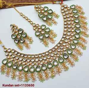 <b>INDIAN</b> TRADITIONAL and FASHIONABLE COPPER JEWELLERY BRIDAL WEDDING JEWELLERY <b>SET</b> for WOMEN EARRINGS and <b>NECKLACE</b> <b>SET</b> - Product Image 5