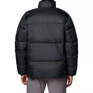 Veste d'hiver matelassée unie pour homme, en toile épaisse, col montant, logo personnalisé sur le devant, respirante et coupe-vent, vente en gros - Product Image 4