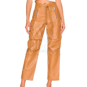 Pantalon en cuir pour femme avec poches boutonnées, respirant, taille mi-haute, décontracté, tendance hiver - Product Image 1