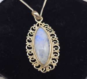 925 bonito colgante de piedra lunar de arcoíris colgante de plata de ley 925 hecho a mano colgante de piedras preciosas reales regalo de aniversario - Product Image 1