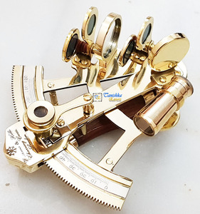 Sextante náutico de latón pulido al por mayor con caja de madera instrumento de navegación marítima sextante marino decorativo hecho a mano - Product Image 6