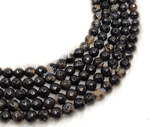 Cuentas facetadas de ágata Sulemani negra de 8 mm, más vendidas, para la fabricación de joyas - Product Image 1
