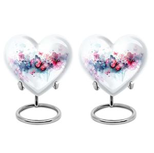 Urna de mariposa-Urnas de 3 pulgadas Juego de 2 urnas pequeñas blancas para cenizas humanas - Product Image 1