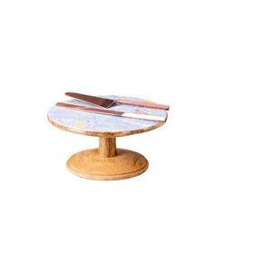 Wood and Printed <b>Cake</b> <b>Stand</b> Wedding Birthday Party Pedestal Display Plate Round <b>Rotating</b> for Selling - Product Image 5