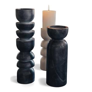 Juego de Portavelas de Mármol en Tono Rosa con Curvas Esculpidas para una Decoración Contemporánea y Elegante del Hogar - Product Image 2