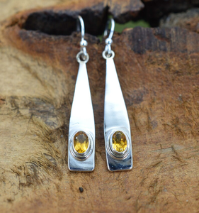 Jaune Citrine 925 solide en argent Sterling forme ovale à la main crochet goutte balancent boucle d'oreille bijoux cadeau anniversaire prix de gros - Product Image 1