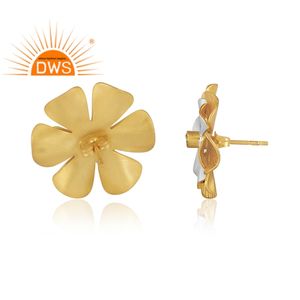 ต่างหูแบบหมุดอัญมณีซิทรินธรรมชาติชุบทอง18K ดีไซน์ทำด้วยมือล่าสุดจากผู้ผลิตเครื่องประดับชั้นดี - Product Image 4