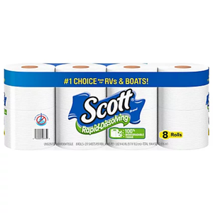 Papel Higiénico de Disolución Rápida Scott para Autocaravanas y Embarcaciones, 8 Rollos Dobles - Product Image 1