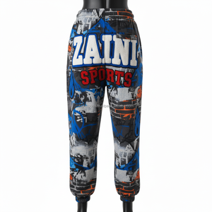 Pantalones de correr para mujer, 320 GSM Premium tela de lana, estampado de grafiti urbano, cintura elástica, logotipo bordado personalizado, Parche de llama - Product Image 2