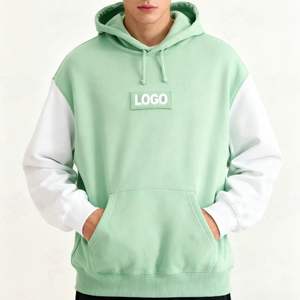 เสื้อฮู้ดแบบสวมหัวสำหรับผู้ชายผ้าคอตตอนขนแกะสีพื้นปักโลโก้แบบกำหนดเองดีไซน์ใหม่100% - Product Image 1