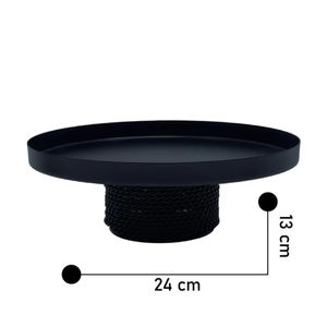 Forme ronde métallique robuste support de service et plateau couleur noire enduit de poudre dernière arrivée à la main fournitures d'aspect luxueux - Product Image 2