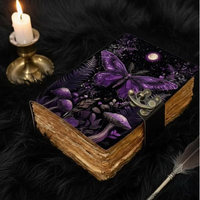400 pages Journal en cuir mystique papillon imprimé cahier à couverture rigide avec champignons feuillage violet clair de lune et fermoir décoratif