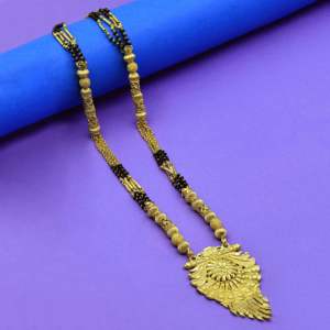 Venta al por mayor 24K Micro Gold Plated Long Pendant Mangalsutra, joyería de moda, Micro Gold Filled Traditional Indian Wedding Jewelry. - Product Image 4
