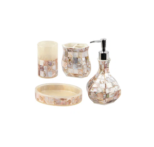 Offre spéciale, ensemble d'accessoires de salle de bain uniques en nacre, couleur naturelle, ensemble de salle de bain de luxe fabriqué en Inde - Product Image 4